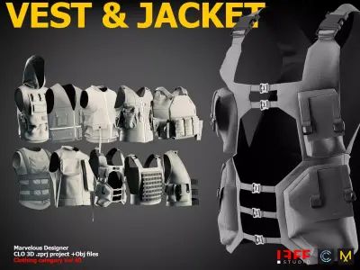 Vest and Jacket Vol 40 Marvelous and obj files Low-poly 3D model