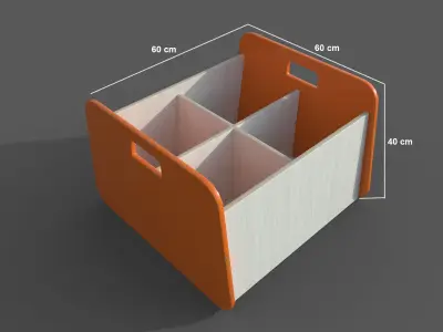 Double Storage Unit Orange Low-poly 3D model