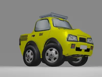 Toon Taxi Low-poly 3D model