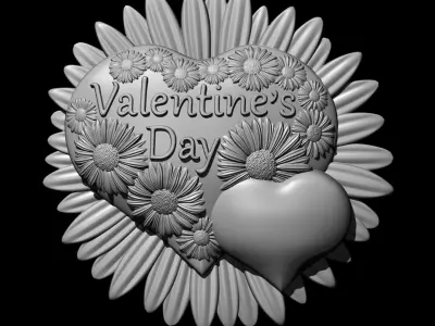 Heart in flowers  for 3D printing 3D print model