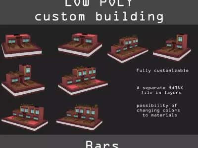 Bars low poly pack 3D model