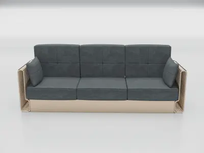 Brass And Grey Modern 3D Sofa 3D model