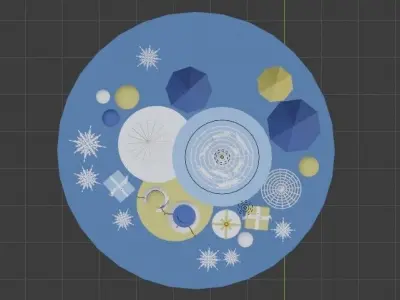 Set of Christmas decorations and podium display 3D model