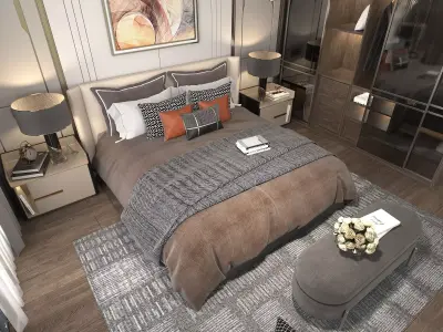 Modern Bedroom Scene 11 3D model