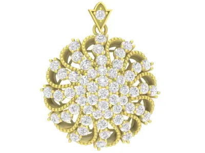 Luxury Round Pave Diamond Pendant 3D Model 3466 3D print model