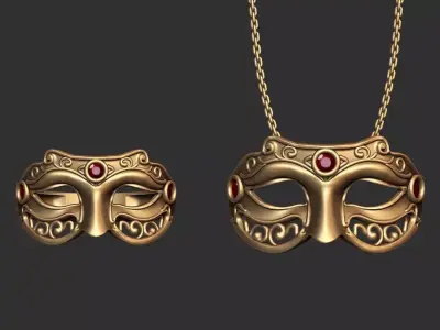 Mask Pendant and Ring M19 3D print model