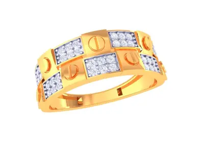 Mens gemstone diamond men Ring with details images 42 3D print model
