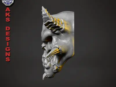 Demon skull v1 Bas relief for home decoration 3D print model