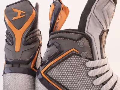 Metal and Plastic Hockey Ice Skate Low-poly 3D model