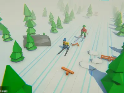 Ski - Props for Winter Runner Low-poly 3D model