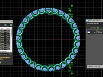 U Shaped Eternity Ring 2 point 3 mm stone size swiss 20 and EU60 3D print model