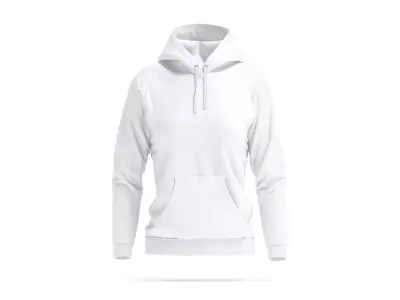 White Womens Hoodie - sport female sweatshirt with hood  3D model