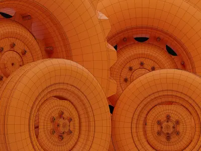 Tractor wheels with LODs Low-poly 3D model