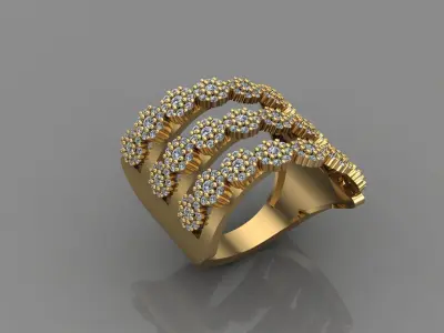 STL 3DM Print Ready Women Diamond Ring Lightweight Printable  3D print model 162