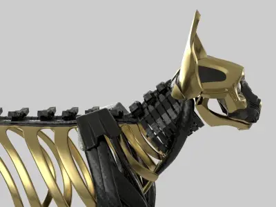 Sci fi cat skeleton sculture 3D model