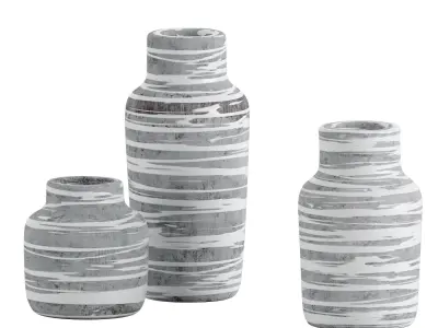 Striped Bottle Vase Set Of 3 3D model