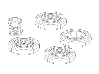 Wheels and drum brake from old pickap - 3d print ready 3D print model