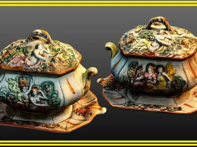 antique decorative low poly model Low-poly 3D model