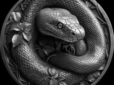 Coiled Snake Medallion 3D Model 3D print model