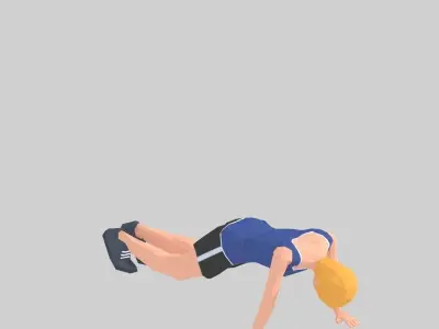 Burpees  Exercise Woman Animation Low-poly 3D model
