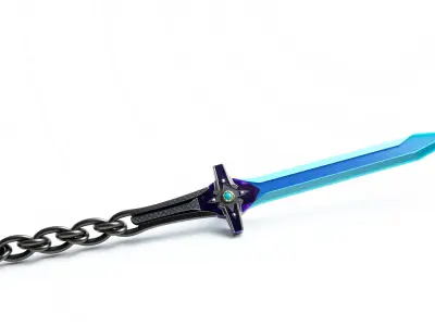 Mint Chainsaw Sword Stylized Animation model pack Low-poly 3D model