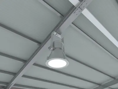 industrial hangar shed with detailed metal structure  3D model