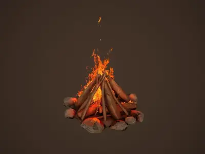 Campfire Free low-poly 3D model