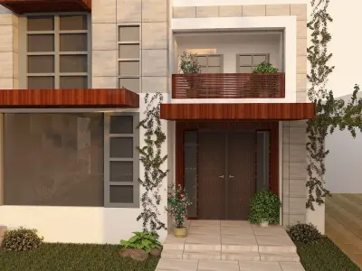 Duplex house 3d exterior view Free 3D model