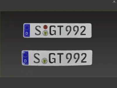 German Porsche License Plate 3D model