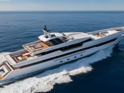 Modern Luxury Superyacht White with Teak Decks 3D model 3D model