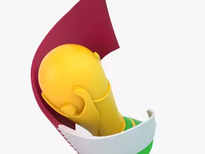 Trophy and Qatar Flag 3D model