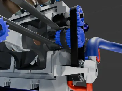 Artsy Stylized Model of Flat-6 Engine 3D model