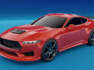 Ford Mustang 2024 Game Ready Low-poly 3D model