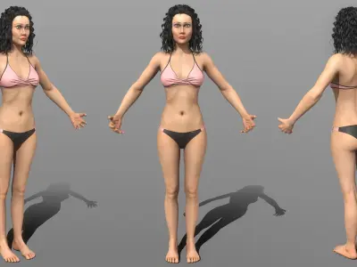 rigged low poly model of woman  Low-poly 3D model