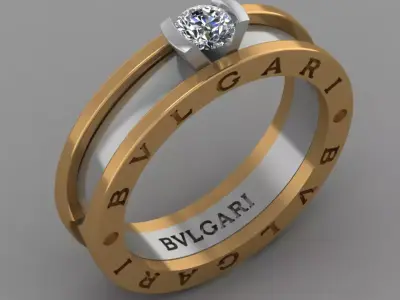 BVLGARI Ring with Diamond 4mm 3D print model