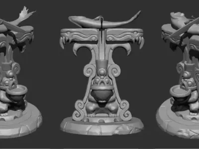 Altar set of three statues 3D model