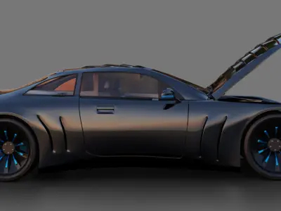 Futuristic dark silver concept car with unique design 3D model