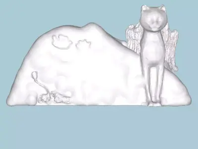 MakeIT Angel Cat Monument Sculpture 3D Model 3D model