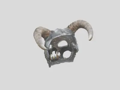 Horned Helm Low-poly 3D model
