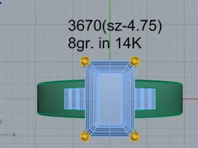 Emerald Diamond Euro Shank Ring 3670 3D print model