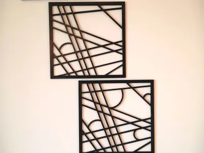 Wall Decor Lines and Arches 3D  Wall Art Set of 4 3D model