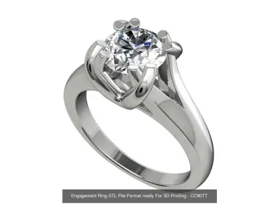 Engagement Ring STL File Format ready For 3D Printing - CC80TiT  3D Model Pack