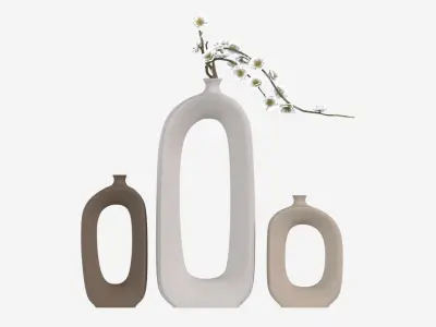 Brushed Ceramic Flower Vases 3D model