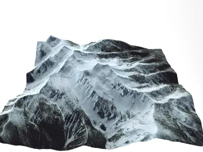 Snow Covered Mountain Range in Northern Montana Free 3D model