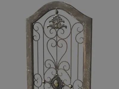 Deco 79 Rustic Wood Wall Decor with Scrolling Ironwork 3D model