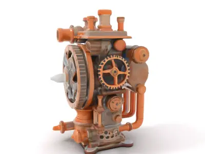 Steampunk Engine Model Pack with Intricate Detailing Low-poly 3D model