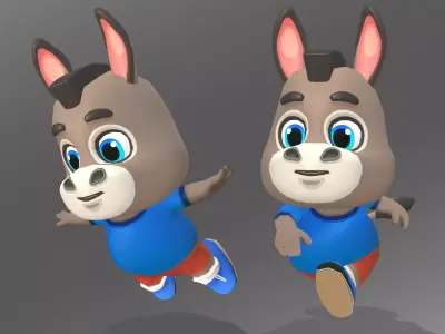 Donkey Mule Animated Rigged Low-poly 3D model