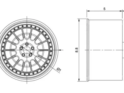 3SDM 3 66 RIMS FOR DIECAST 64 SCALE 3D print model