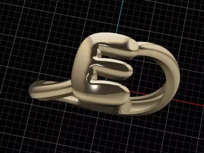 E alphabet bypass shell hallow ring 3D print model