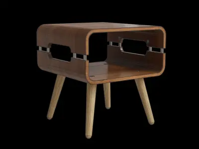 Matt Curved Walnut Edge Side Table Low-poly 3D model